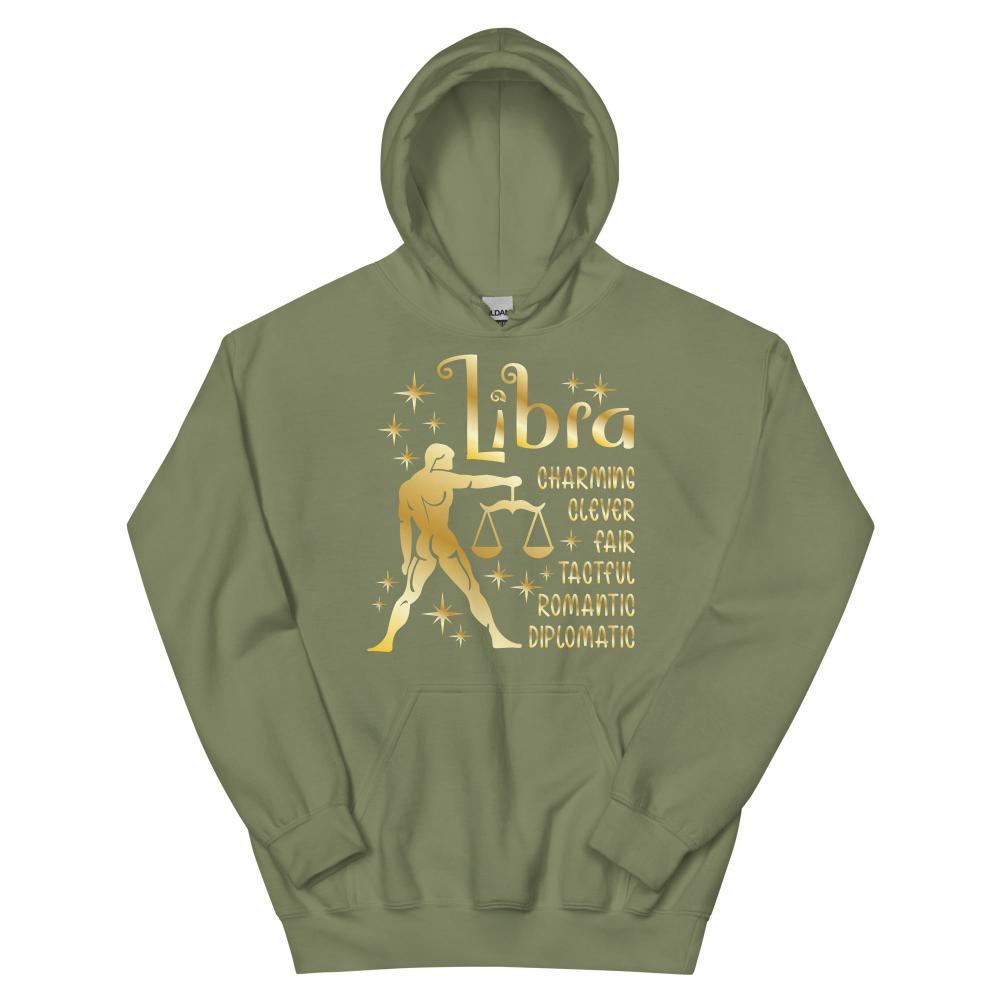 Libra Zodiac Positive Traits Hoodie - Military Green Color - https://ascensionemporium.net